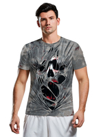 Karneval Kostüm Grau Scary Skull Print T-Shirt Cosplay Feiertage Kostüme