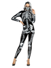 Karneval Kostüm Schwarz Silber Damen Stretch Jumpsuit Polyester Trikot Urlaub Kostüme