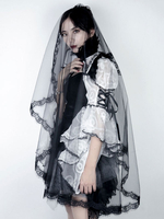 Karneval Kostüm Schwarzer Brautschleier Spitze Tüll Halloween Cosplay Zubehör Faschingskostüme