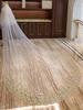Kathedrale Brautschleier Elfenbein Wasserfall Spitze Applique 2 Tier lange Brautschleier Haarschmuck