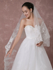 Kathedrale Hochzeit Schleier Lace Trim Applique 1-Tier Wellenschliff Wasserfall Brautschleier