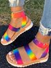 Keilsandalen für Frauen attraktive PU-Leder-Keilabsatz Slingbacks Offene Zehen-Sommer-Sommer-Sandalen