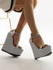 Keilsandalen für Frauen Attraktive PU-Leder Open Toe Splitter Keilsandalen