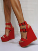 Keilsandalen für Frauen Schöne Ketten PU-Leder Sky High Keilabsätze