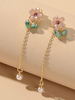 Kettenohrringe Gold Liner Ohrringe Blumendekor Frauenschmuck