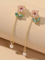 Kettenohrringe Gold Liner Ohrringe Blumendekor Frauenschmuck