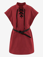 Khakifarbenes Vintage-Top im Retro-Stil mit Schnürung ärmelloses Polyester-Top Retro-Kostüme für Männer