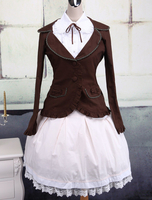 KIassisches Lolita Kleid aus Baumwolle mit brauner Jacke