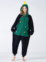 Kigurumi-Einteiler-Pyjama weihnachtlicher grüner Polyester-Overall für Erwachsene Kigurumi-Kostüme