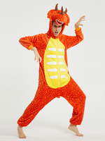 Kigurumi Onesie Pyjamas für Erwachsene Orange Rot Polyester Kigurumi Dinosaurier Kostüme