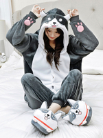 Kigurumi Pyjamas Husky Hund Onesie Erwachsene Unisex Flanell Winter Nachtwäsche Kostüm Cosplay Karneval Kostüm