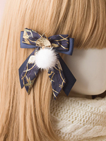 Kimono Lolita Haarspange Pom Pom Bogenfächer Blaue Lolita Haarnadel