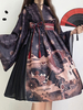Kimono Lolita OP Kleid Bögen Langarm Lolita Einteilige Kleider