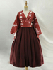 Kimono Lolita OP Kleid Neverland Taisho Romantischer Blumendruck V-Ausschnitt Bow Burgunder Lolita Einteiliges Kleid