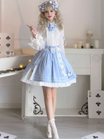 Kimono-Lolita-Rock mit Rüschen hellhimmelblaue Lolita-Röcke