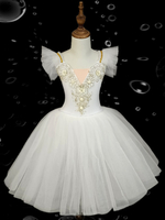 Kinder Ballett Tanzkleid Bestickte Rüschen Rückenfrei Ballettrock Für Kinder Tanzvorführung