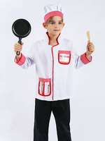 Kinder Chefkochkostüm Weiße Handschuhe Chefkleidung Hut 3-teiliges Set Polyester Kinder Halloween Cosplay Kostüme