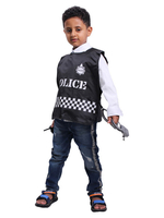 Kinder Cosplay Kostüm Polizist Schwarz Polyester Faser Cops Kostüm Kinder Halloween Kostüm