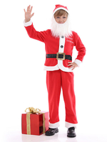 Kinder Cosplay Kostüm Weihnachtsmann Rot Polyester Faser Zylinder Hut Schärpe Hosen 4-teiliges Set Kinder Weihnachtskostüm