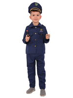 Kinder Halloween Kostüme Polizist 3-teilig Set Dark Navy Polyester Faser Kids Cops Kostüm Full Set
