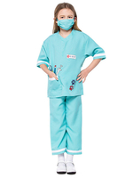 Kinder Krankenschwester Kostüme Blaue Bluse Hosen 2-teiliges Set Polyester Faser Kinder Halloween Kostüm Full Set