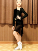 Kinder Latin Dance Kleider Mädchen Schwarz Set Lycra Spandex Kleid Dancing Wear