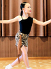 Kinder Latin Dance Kostüm Mädchen Schwarz Set Lycra Spandex Rock Top Dancing Wear