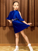 Kinder Latin Tanz Kostüm Königsblau Mädchen Lycra Spandex Kleid Latin Tänzerin Kostüm
