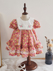 Kinder Lolita Kleid Blumendruck Puffärmel Baumwolle Blume Mädchen Kleid