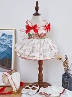 Kinder Lolita Kleid Blumenschleifen Tutu Kleid 3-teiliges Set