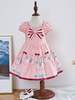 Kinder Lolita Kleid Pink Bow Pony Print Short Sleeve Tutu-Kleid