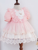 Kinder Lolita Kleid Rosa Rüschen Kurzarm Tutu Kleid und Höschen