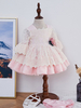 Kinder Lolita Kleid Rosa Spitze Langarm Tutu Kleid