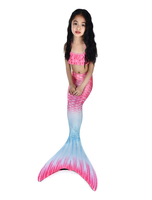 Kinder Meerjungfrau Kostüm Rosa Halloween Fischschwanz Badeanzüge 2-teiliges Set