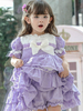 Kinder Sweet Lolita Kleid Violet Blue Bows Polyester Kurzarm Kids Princess One Piece Kleid