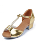 Kinder Tanzschuhe Gold Open Toe Strasssteine T Typ Latin Tanzschuhe Ballsaal Schuhe