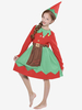 Kinder Tunika Kleid für Weihnachten Rot Polyester Faser Hut Kleid Weihnachtsferien Kostüme Full Set