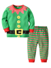 Kinder Weihnachten Pyjamas grün gestreiftes 2 Stück Set Faschingskostüme