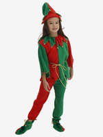 Kinder Weihnachtskostüm Rot Polyester Faser Zylinderhose 3-teiliges Set Weihnachtsferien Kostüme