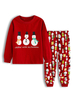Kinder Weihnachtspyjama Outfit Rote Schneemannhose und Top Faschingskostüme