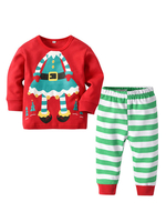 Kinder Weihnachtspyjamas gedruckt gestreiftes Faschingskostüme 2 Stück