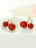 Kirsche Ohrringe Rockabilly Obst Schmuck Strass Ohrstecker Geschenk für Sie