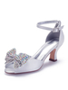 Kitten Heel Mutter Schuhe Elfenbein Hochzeit Gast Schuhe Satin Strass Round Toe Brautschuhe