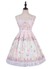 Klassisch Lolita JSK Kleid 2020 Riemen Hals Gedruckte Bögen Spitze Rosa Lolita Pullover Röcke