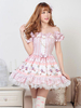 Klassisch Lolita OP Kleid 2025 Drucked Rosa Spitze Bows Lolita Einteiliges Kleides