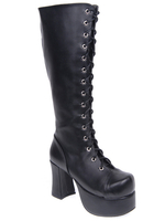 Klassische Gothic Plateau-Stiefel mit Blockabsatz in Schwarz