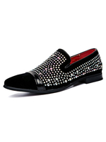 Klassische Loafer aus PU mit Kunstdiamanten in Schwarz