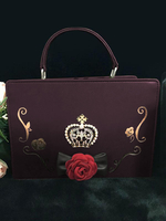 Klassische Lolita Handtasche Strass Blume Schwarz Lolita Bag