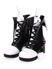 Klassische Lolita Stiefel Pom Pom Bunny Ohr Zwei Ton Chunky Heel Lolita Schuhe