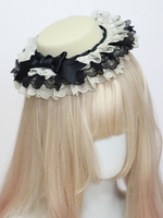 Klassischer Lolita-Hut schwarze Schleifen Rüschen Accessoire Spitze Lolita-Zubehör
